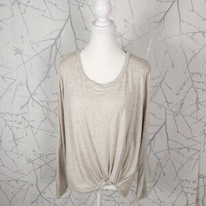 Jackson Rowe Ivory Modal Stretch Jersey Round Neck Knotted Front Tee